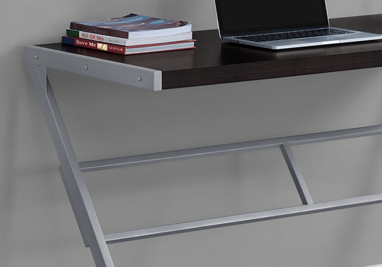 I 7374 Computer Desk - 48"L / Espresso / Silver Metal - Furniture Depot