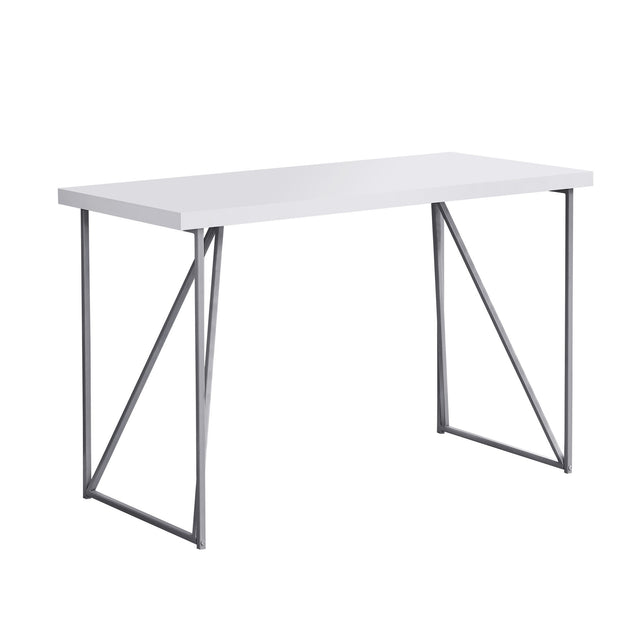 I 7376 Computer Desk - 48"L / White / Silver Metal - Furniture Depot