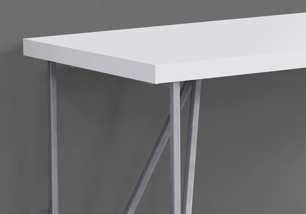 I 7376 Computer Desk - 48"L / White / Silver Metal - Furniture Depot