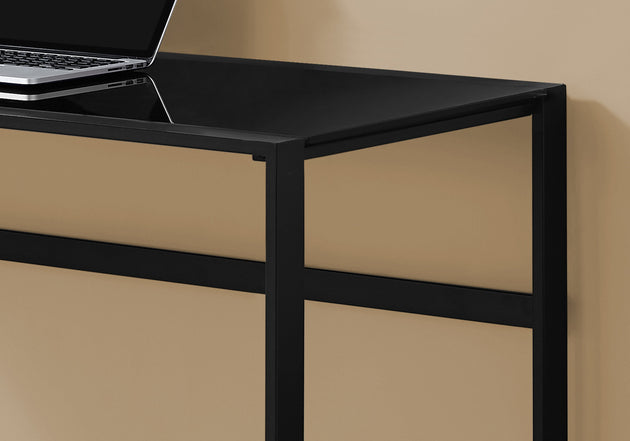 I 7379 Computer Desk - 48"L / Black Metal / Black Tempered Glass - Furniture Depot (7881134309624)