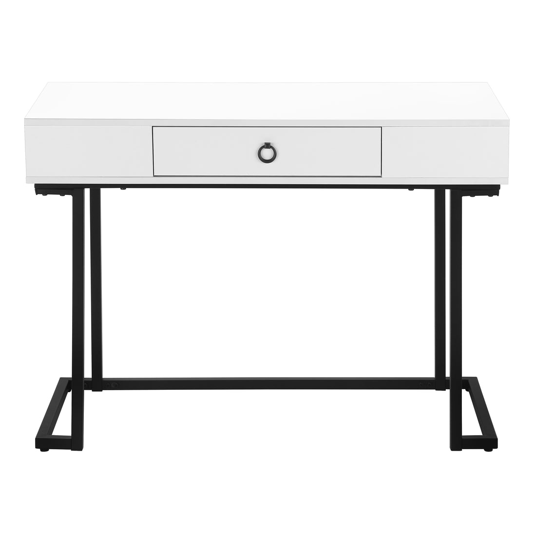 I 7385 Computer Desk - 42"L / White / Black Metal - Furniture Depot