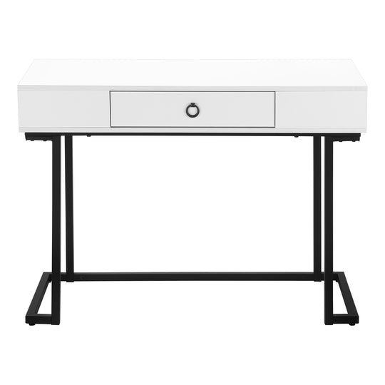 I 7385 Computer Desk - 42"L / White / Black Metal - Furniture Depot