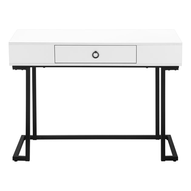 I 7385 Computer Desk - 42"L / White / Black Metal - Furniture Depot