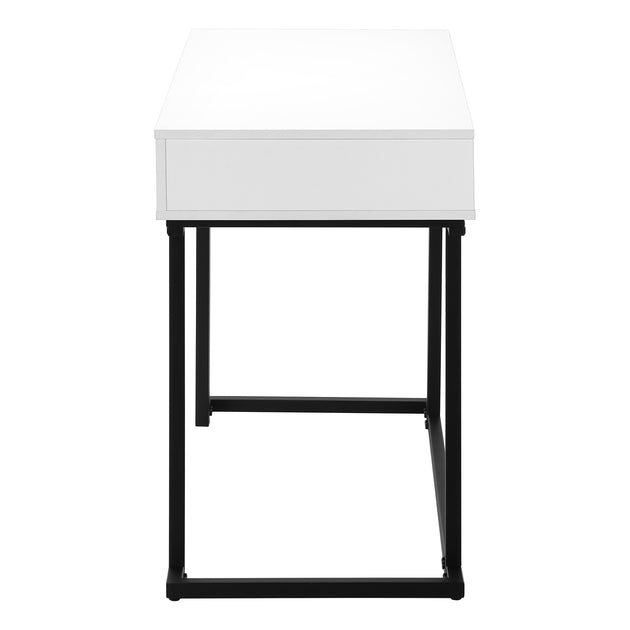 I 7385 Computer Desk - 42"L / White / Black Metal - Furniture Depot