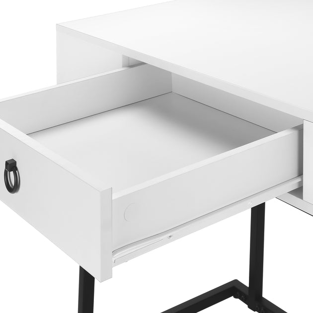 I 7385 Computer Desk - 42"L / White / Black Metal - Furniture Depot