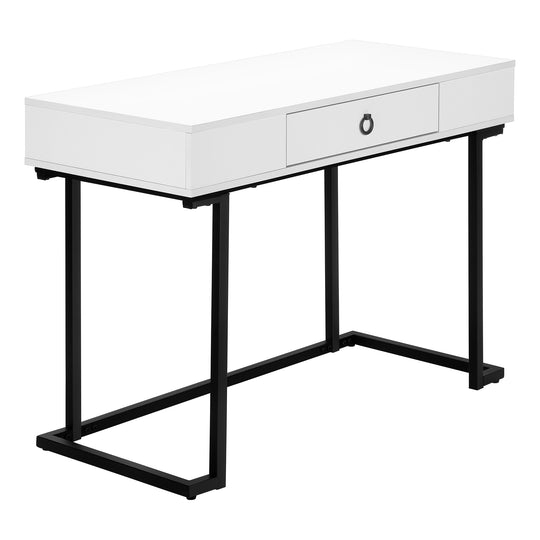 I 7385 Computer Desk - 42"L / White / Black Metal - Furniture Depot