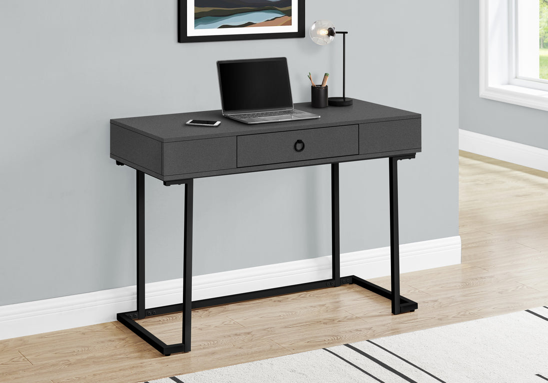 I 7386 Computer Desk - 42"L / Modern Grey / Black Metal - Furniture Depot