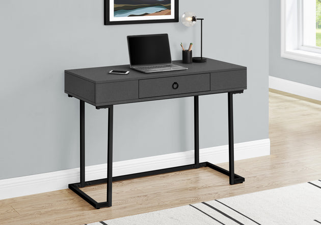 I 7386 Computer Desk - 42"L / Modern Grey / Black Metal - Furniture Depot