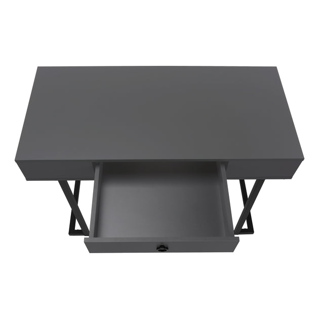 I 7386 Computer Desk - 42"L / Modern Grey / Black Metal - Furniture Depot