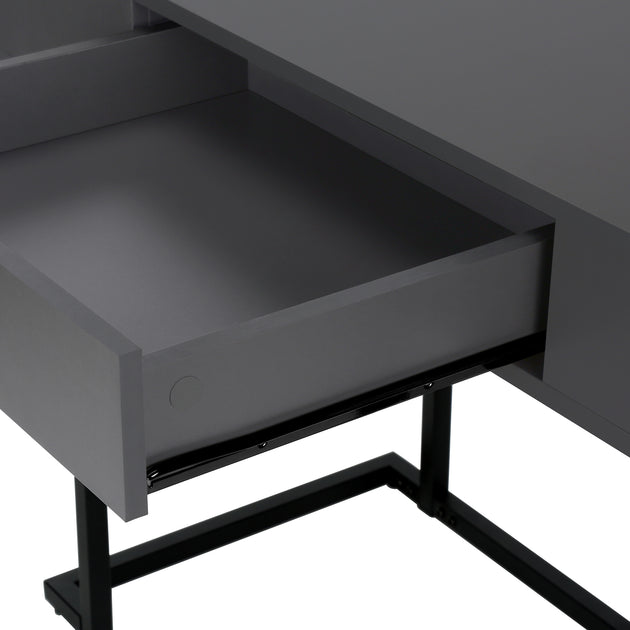 I 7386 Computer Desk - 42"L / Modern Grey / Black Metal - Furniture Depot