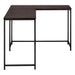 I 7390 Computer Desk - 58"L / Espresso Top / Black Metal Corner - Furniture Depot