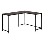 I 7390 Computer Desk - 58"L / Espresso Top / Black Metal Corner - Furniture Depot