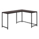 I 7390 Computer Desk - 58"L / Espresso Top / Black Metal Corner - Furniture Depot