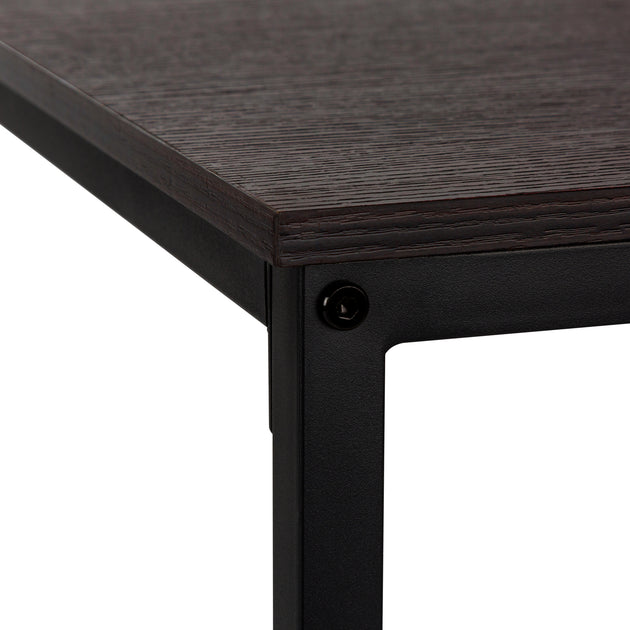 I 7390 Computer Desk - 58"L / Espresso Top / Black Metal Corner - Furniture Depot