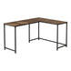 I 7391 Computer Desk - 58"L/ Brown Reclaimed/ Black Metal Corner - Furniture Depot