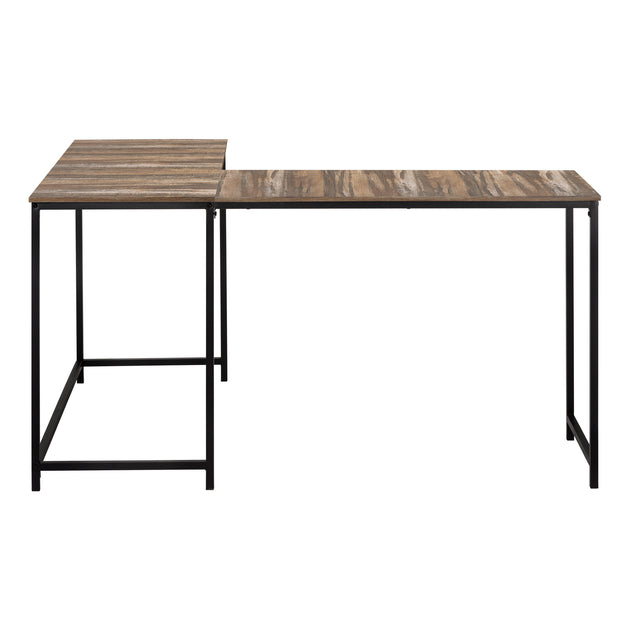 I 7391 Computer Desk - 58"L/ Brown Reclaimed/ Black Metal Corner - Furniture Depot