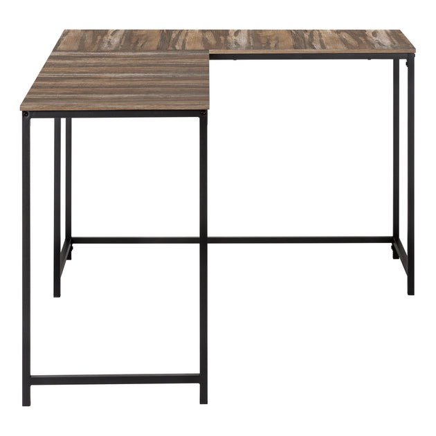 I 7391 Computer Desk - 58"L/ Brown Reclaimed/ Black Metal Corner - Furniture Depot