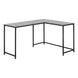 I 7392 Computer Desk - 58"L/ Grey Stone-Look/ Black Metal Corner - Furniture Depot