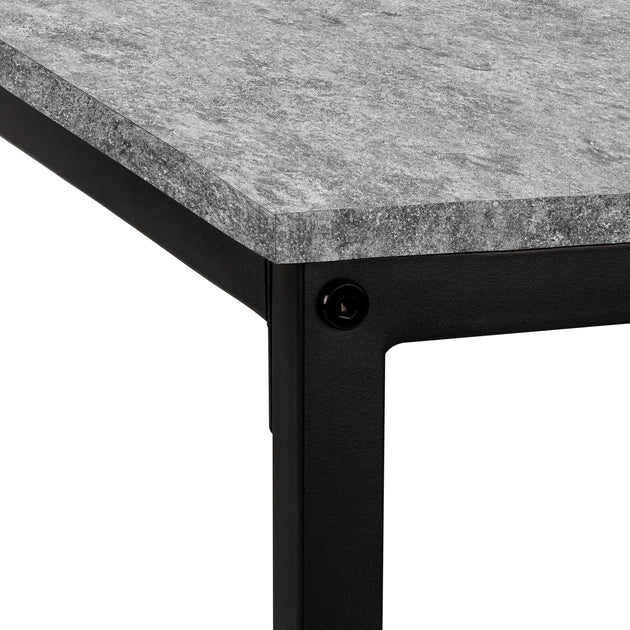 I 7392 Computer Desk - 58"L/ Grey Stone-Look/ Black Metal Corner - Furniture Depot