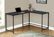 I 7394 Computer Desk - 58"L / Black Top / Black Metal Corner - Furniture Depot