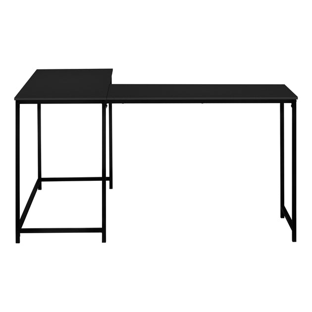 I 7394 Computer Desk - 58"L / Black Top / Black Metal Corner - Furniture Depot