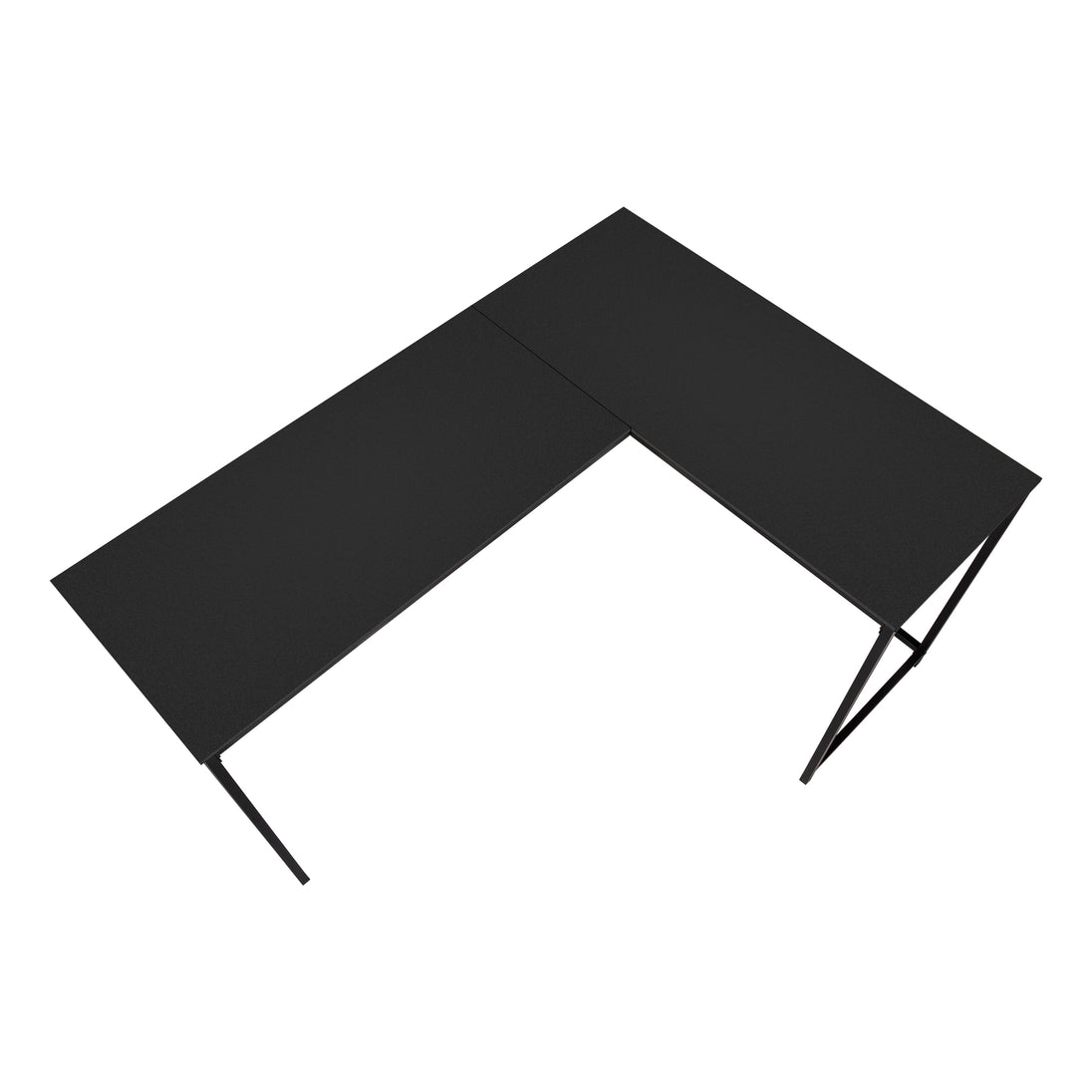I 7394 Computer Desk - 58"L / Black Top / Black Metal Corner - Furniture Depot