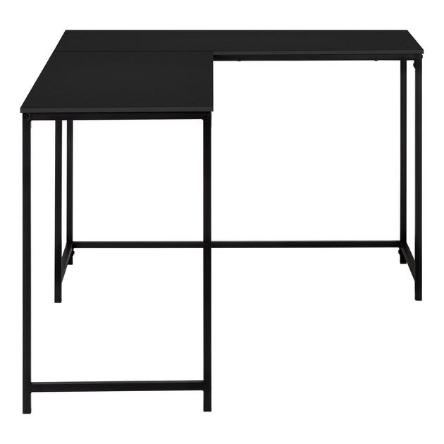 I 7394 Computer Desk - 58"L / Black Top / Black Metal Corner - Furniture Depot