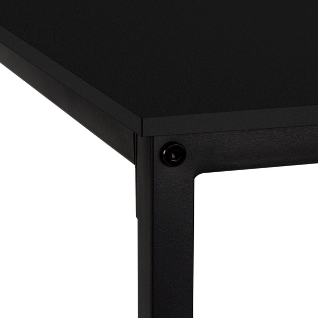 I 7394 Computer Desk - 58"L / Black Top / Black Metal Corner - Furniture Depot