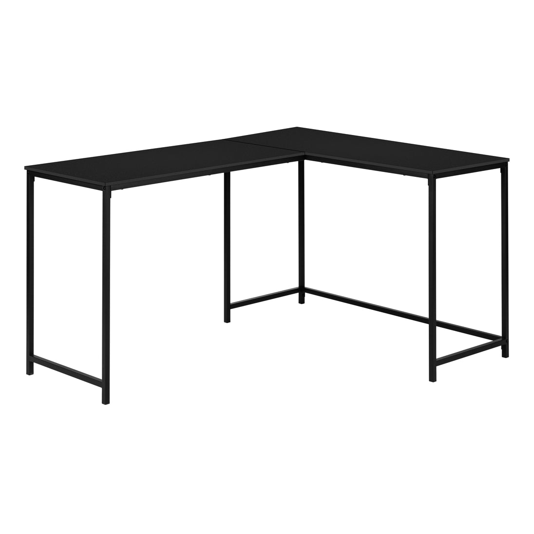 I 7394 Computer Desk - 58"L / Black Top / Black Metal Corner - Furniture Depot