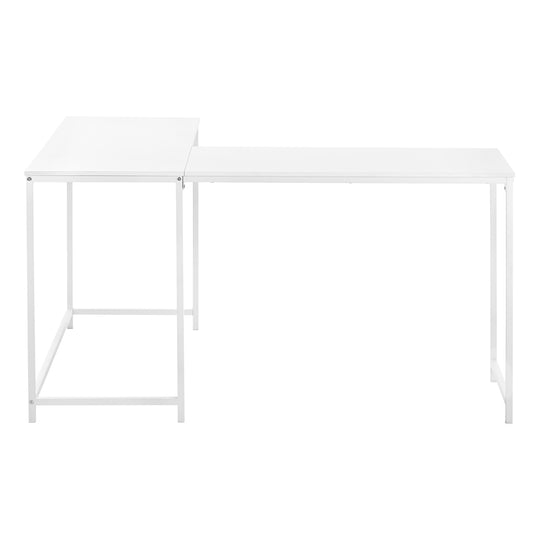 I 7395 Computer Desk - 58"L / White Top / White Metal Corner - Furniture Depot