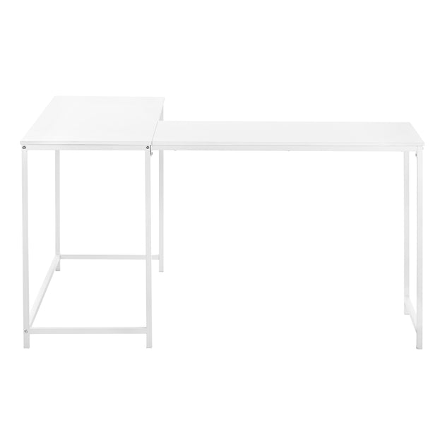 I 7395 Computer Desk - 58"L / White Top / White Metal Corner - Furniture Depot