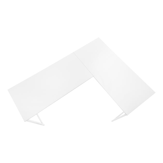I 7395 Computer Desk - 58"L / White Top / White Metal Corner - Furniture Depot