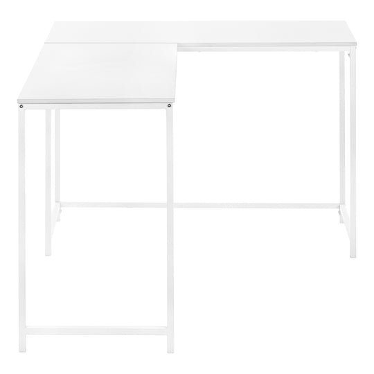 I 7395 Computer Desk - 58"L / White Top / White Metal Corner - Furniture Depot