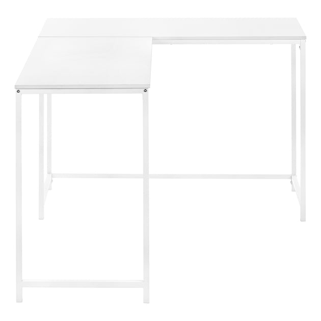 I 7395 Computer Desk - 58"L / White Top / White Metal Corner - Furniture Depot