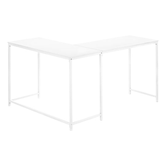 I 7395 Computer Desk - 58"L / White Top / White Metal Corner - Furniture Depot