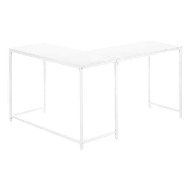 I 7395 Computer Desk - 58"L / White Top / White Metal Corner - Furniture Depot