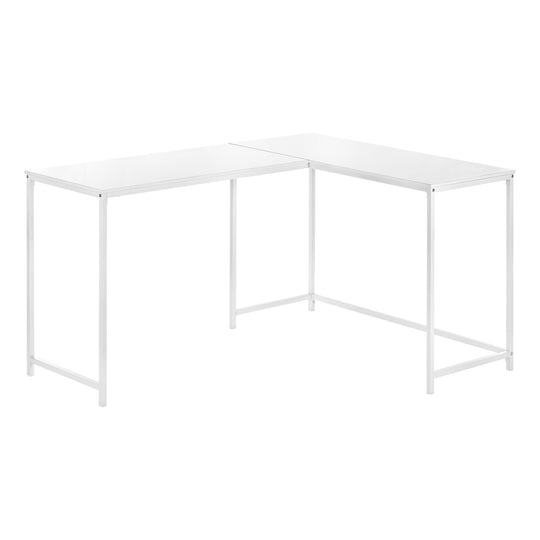 I 7395 Computer Desk - 58"L / White Top / White Metal Corner - Furniture Depot