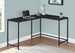 I 7396 Computer Desk - 58"L / Black Marble / Black Metal Corner - Furniture Depot