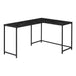 I 7396 Computer Desk - 58"L / Black Marble / Black Metal Corner - Furniture Depot