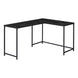 I 7396 Computer Desk - 58"L / Black Marble / Black Metal Corner - Furniture Depot