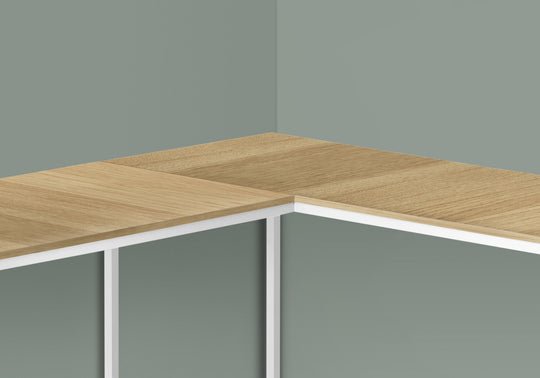 I 7397 Computer Desk - 58"L / Natural / White Metal Corner - Furniture Depot