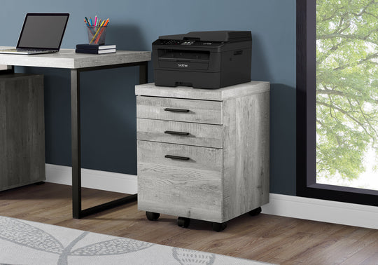 I 7401 Filing Cabinet - 3 Drawer / Grey Reclaimed Wood / Castors - Furniture Depot