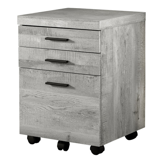 I 7401 Filing Cabinet - 3 Drawer / Grey Reclaimed Wood / Castors - Furniture Depot