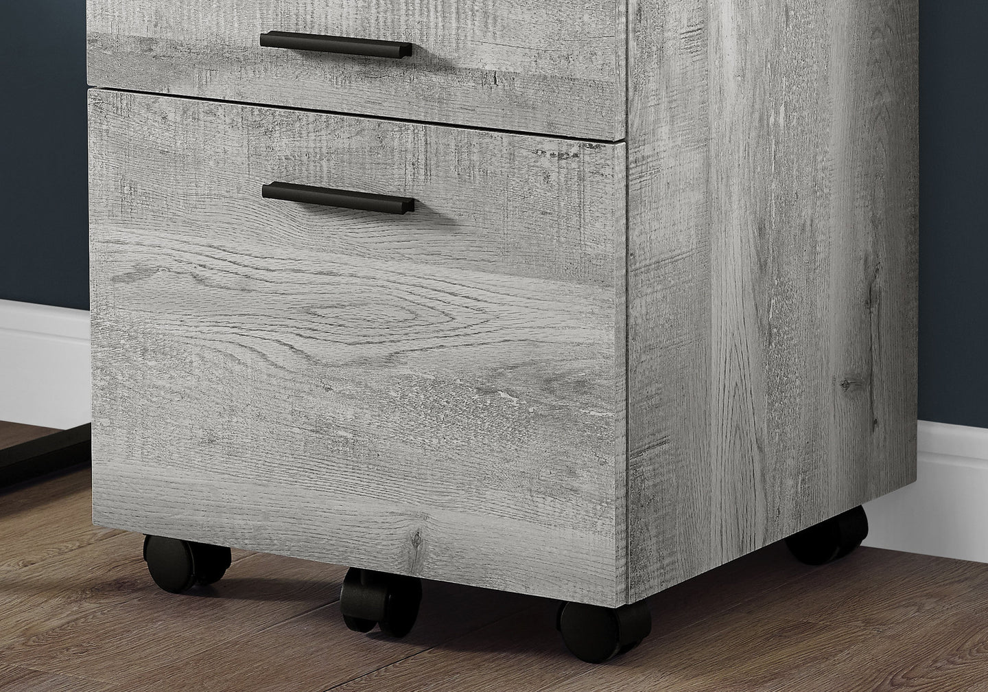 I 7401 Filing Cabinet - 3 Drawer / Grey Reclaimed Wood / Castors - Furniture Depot