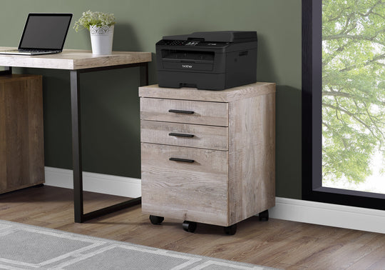 I 7402 Filing Cabinet - 3 Drawer / Taupe Reclaimed Wood/ Castors - Furniture Depot (7881134833912)