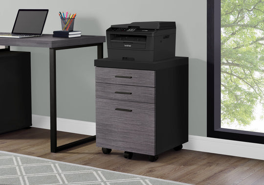 I 7403 Filing Cabinet - 3 Drawer / Black / Grey On Castors - Furniture Depot