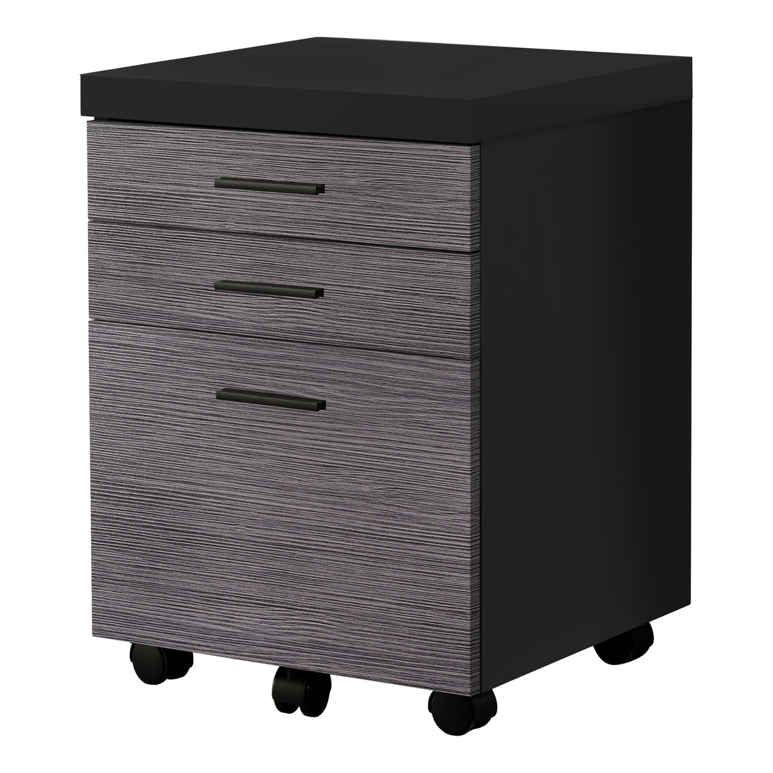 I 7403 Filing Cabinet - 3 Drawer / Black / Grey On Castors - Furniture Depot
