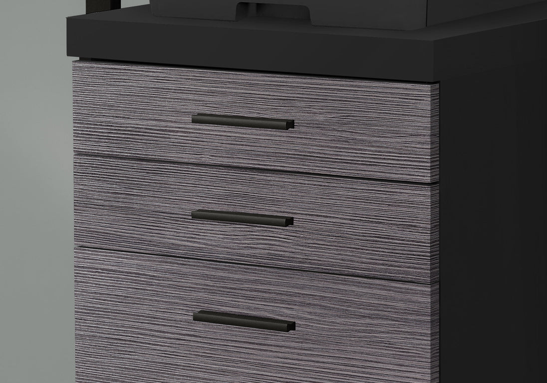 I 7403 Filing Cabinet - 3 Drawer / Black / Grey On Castors - Furniture Depot