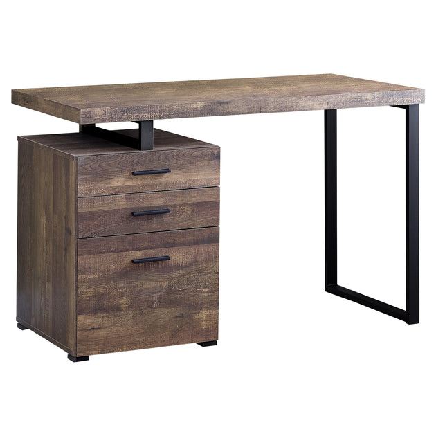 I 7408 Computer Desk - 48"L / Brown Reclaimed Wood / Black Metal - Furniture Depot