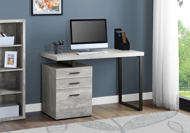 I 7409 Computer Desk - 48"L / Grey Reclaimed Wood / Black Metal - Furniture Depot